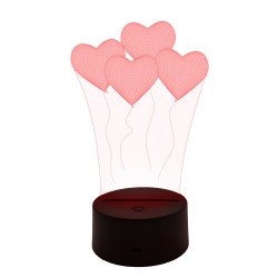 Lampă de Veghe 3D - Inimi...